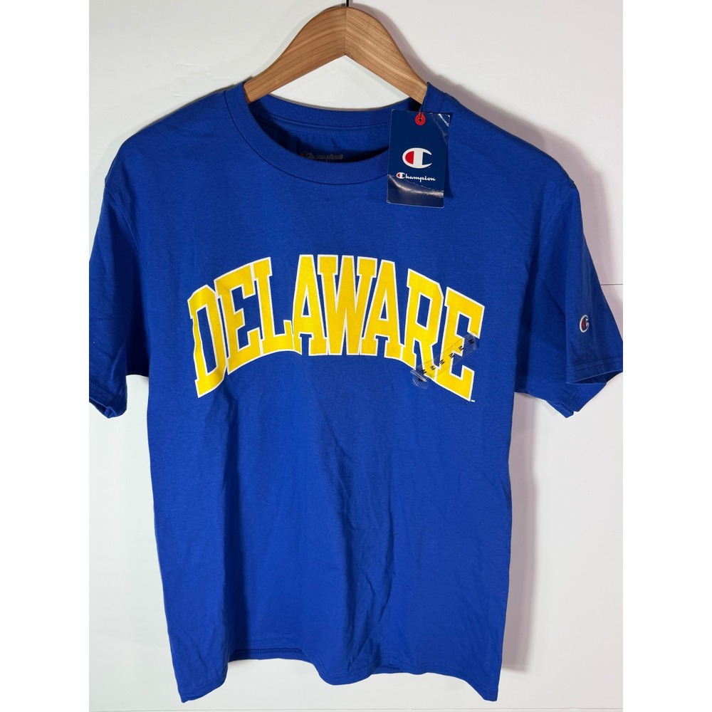 Champion University of Delaware Blue Hens T-Shirt Blue Yellow Mens Medium NEW